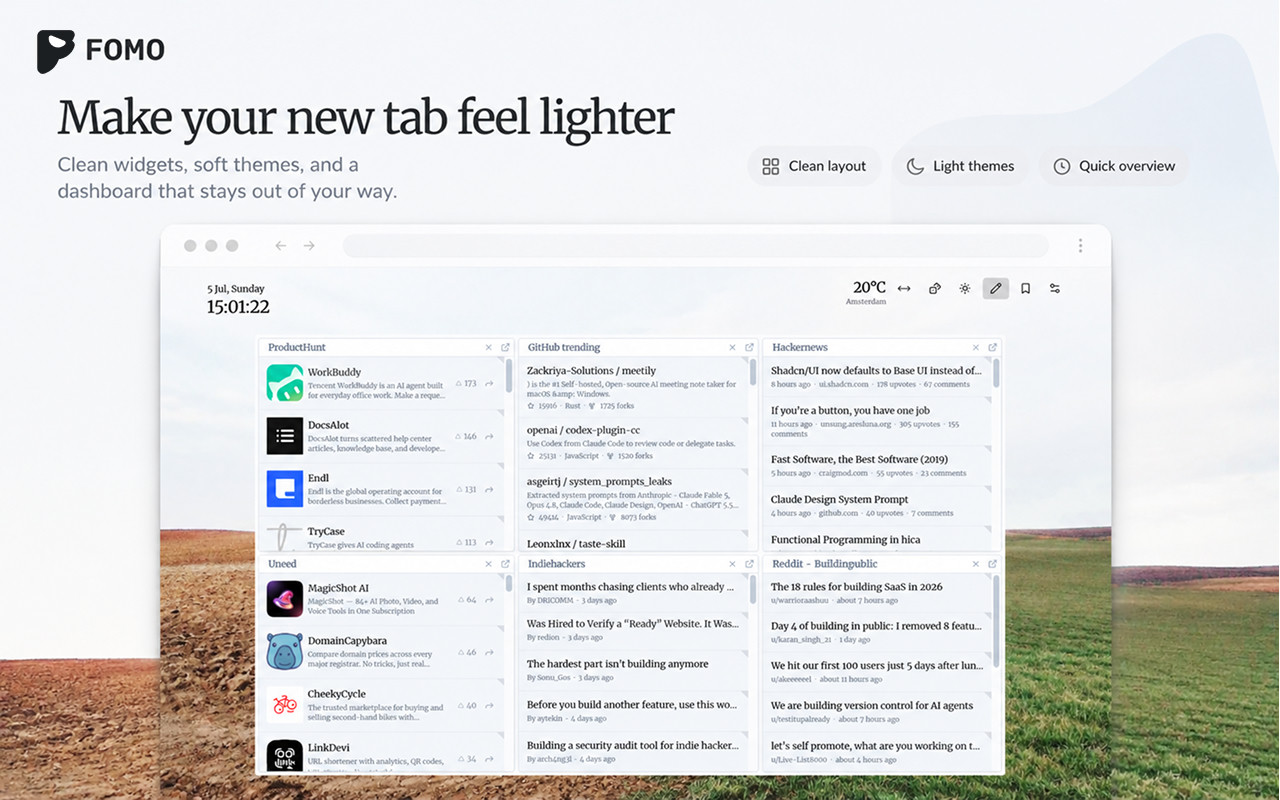 FOMO Dashboard interface